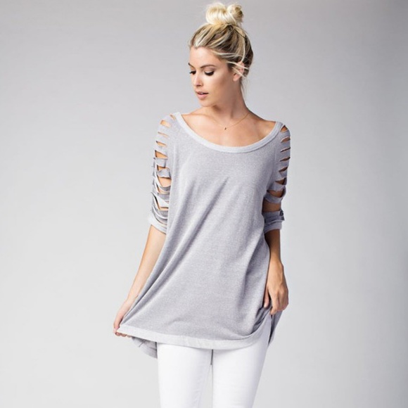 Heather Gray Ripper Long Tee - Picture 2 of 7